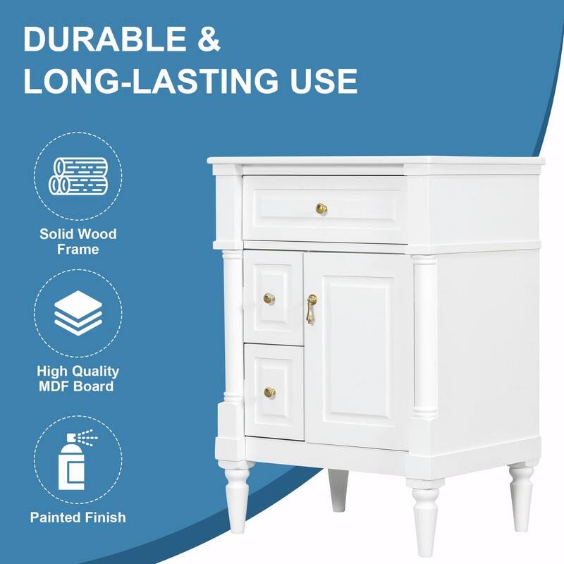 36" Bathroom Vanity with Sink, Freestanding Bathroom Cabinet with Ceramic Basin, Flip Drawer