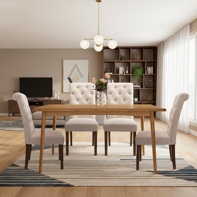 RENEWLINE Tufted Parsons Dining Side Chairs ,Upholstered Fabric Dining Chairs Kitchen Chairs with Padded Seat(Set Of 2)