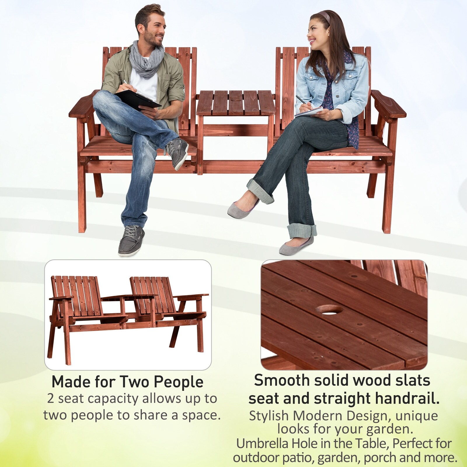 Wooden Double Chair With Table  . Visit Us To Choose Which Style And Colour Suits Your Home The Best.