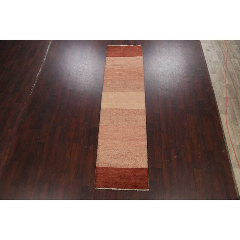 Modern Oriental Gabbeh Kashkoli Runner Rug Wool Hand-knotted Carpet - 2'7" x 10'3"