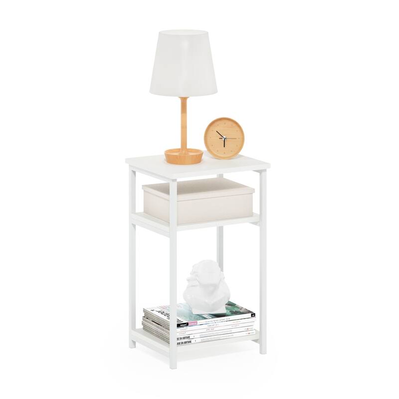 Furinno Just 3-Tier Industrial Metal Frame End Table with Storage Shelves, 1-Pack, Espresso