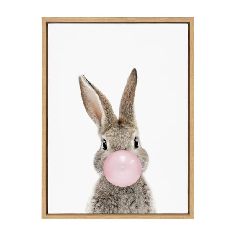Kate and Laurel Sylvie Bubblegum Bunny Framed Canvas By Amy Peterson