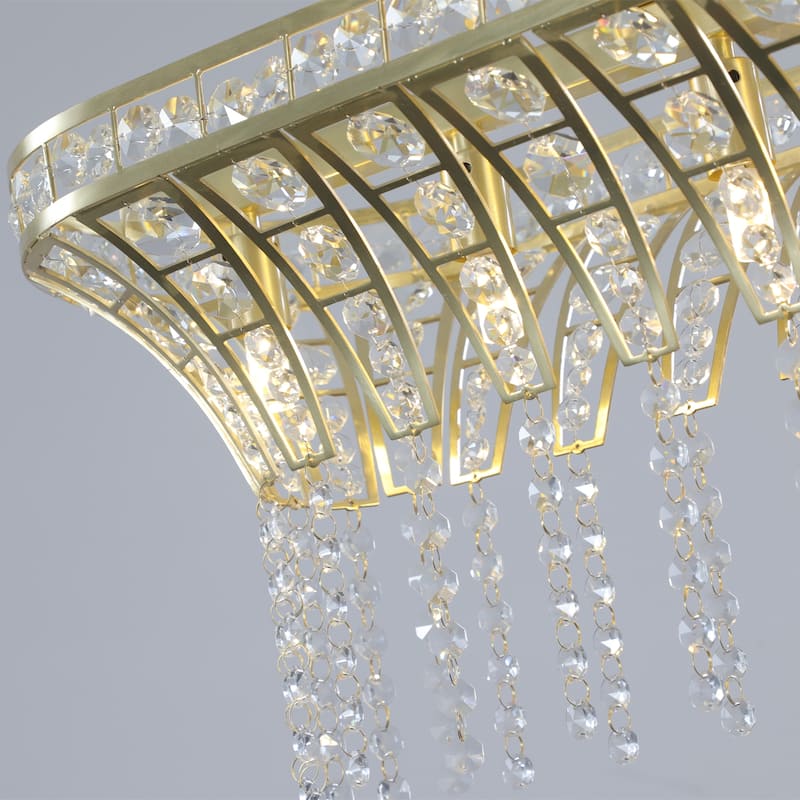 Modern Champagne Oval Crystal Ceiling Chandelier