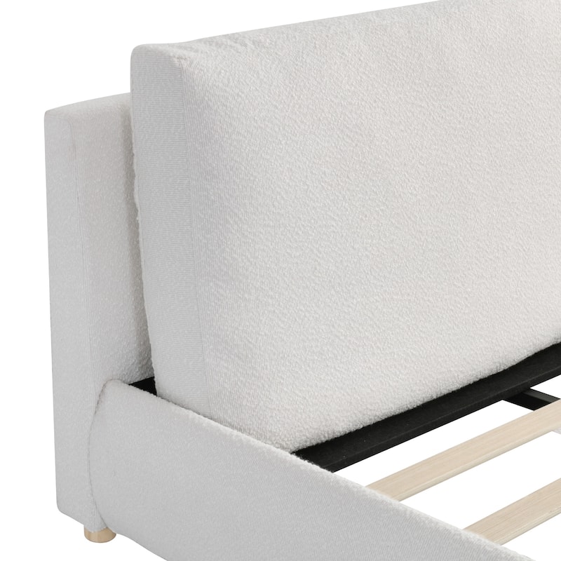 Christopher Knight Home - Charlotte King Size Upholstered Boucle Platform Bed with Removable Pillow Headboard
