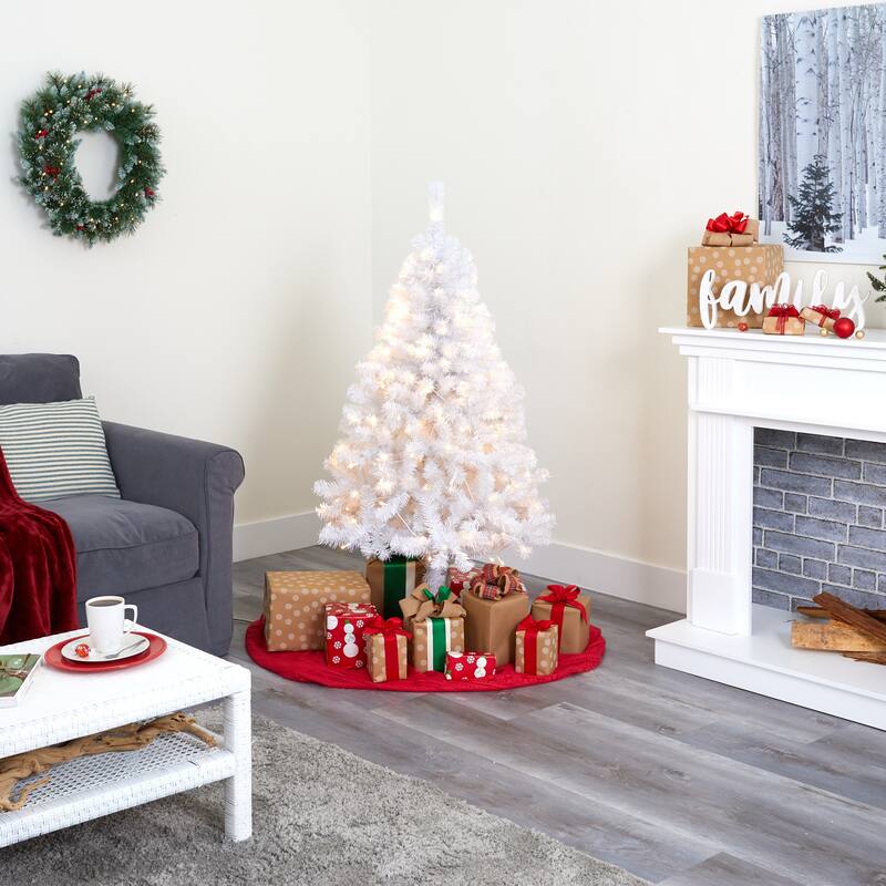 4' White Christmas Tree with 100 Clear LED Lights