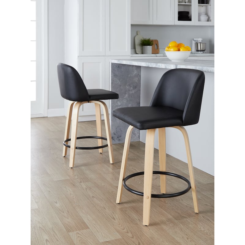 Carson Carrington Vallberga 24" Counter Stool with Natural Wood Base (Set of 2)