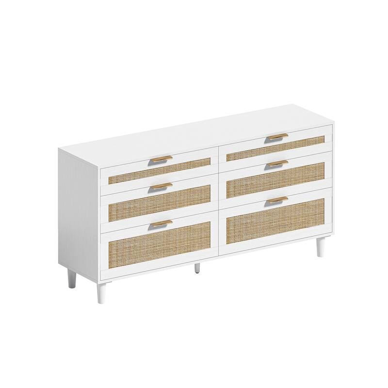 Rattan Dresser with Drawers, 6 Drawer Dresser