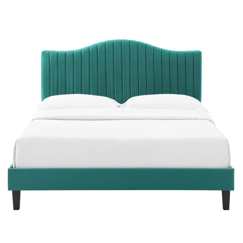 Juniper Channel Tufted Performance Velvet Queen Platform Bed