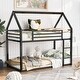 preview thumbnail 10 of 16, Twin over Twin House Bunk Bed with Built-in Ladder Black