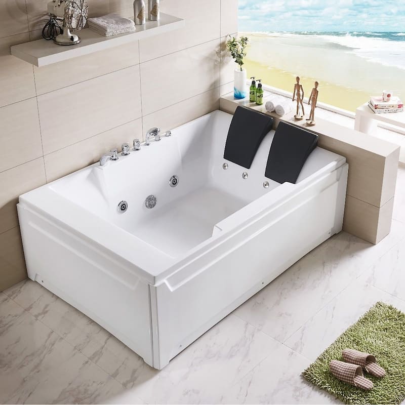 Empava 72x84-inch Alcove/ Tile-in Whirlpool Spa Bathtub with Faucet - White