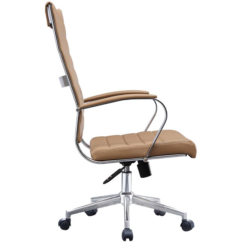 Modern Ergonomic Office Chair: Mid Back, PU Leather, Arms, Tilt, Adjustable Height, Wheels, Swivel