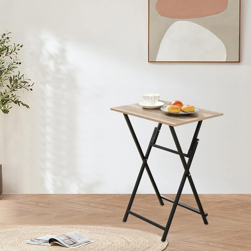 Industrial Folding TV Tray Tables,Side Table for Small Space,Snack Tables with Stable Metal Frame,Noassembly Required(1/2PCS)