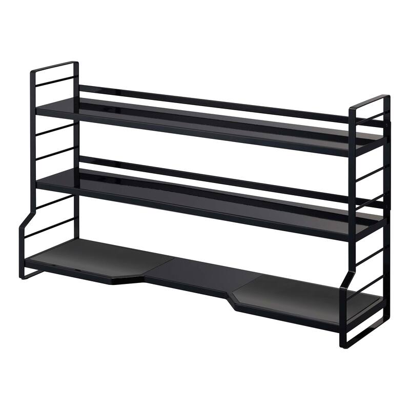 Yamazaki Home Countertop Shelves, Steel, Holds 38.5 lbs - L 8.07 x W 31.1 x H 18.11 inches - Black