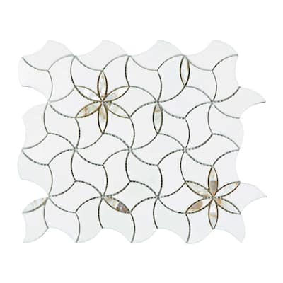 Blossom Thassos White Marble Waterjet Mosaic Wall And Floor Tiles - 1 Case (10 Sheets)