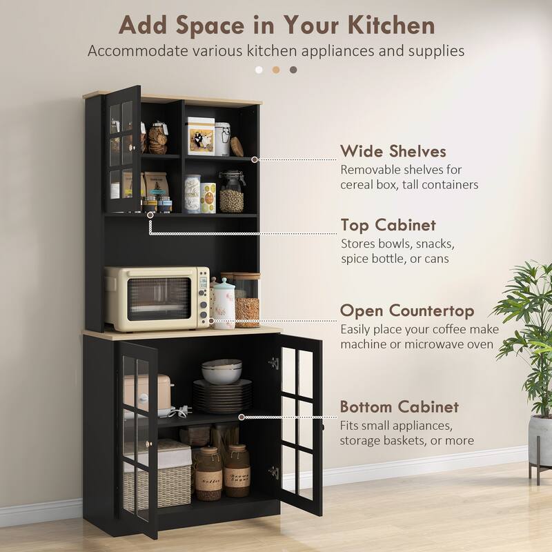 72" Freestanding Kitchen Pantry Cabinet