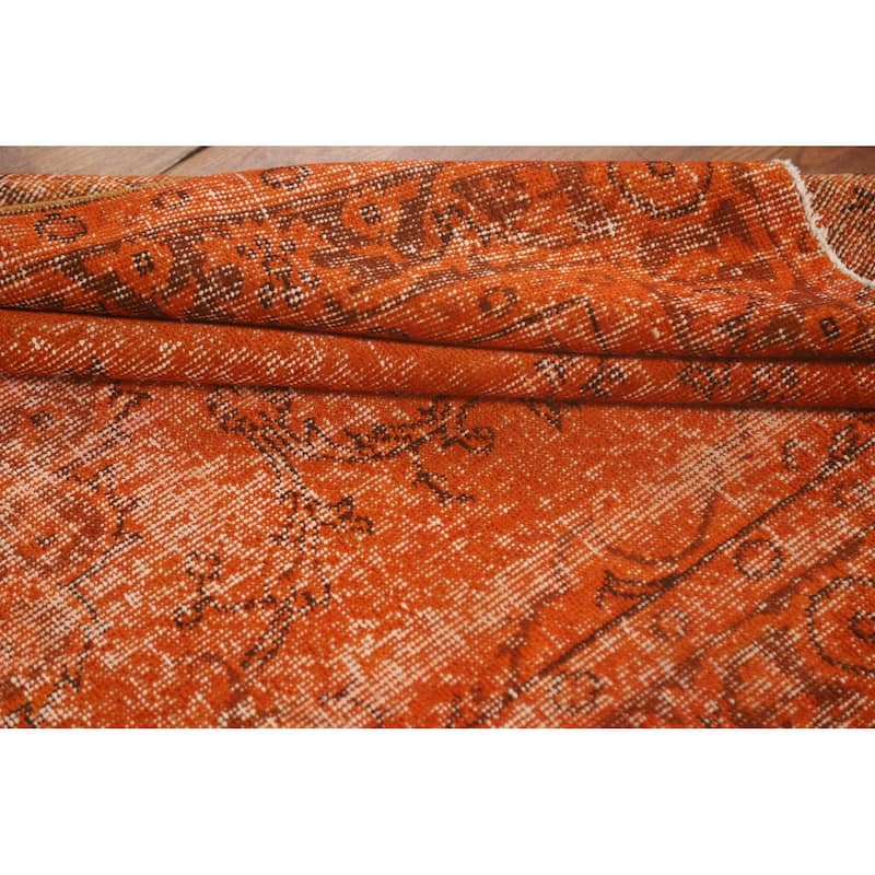 Orange Anatolian Distressed Turkish Vintage Rug Handmade Wool Carpet - 3'9"x 7'0"