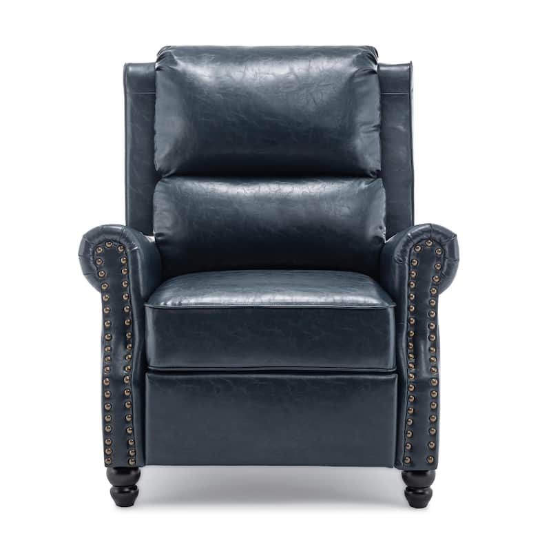 Mid-Century Nailhead PU Leather Linen Recliner