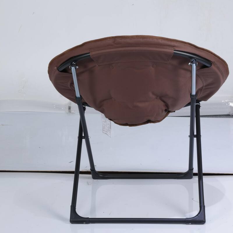 Comfy Folding Saucer Chair for Bedroom, Faux Fur Lounge Moon Chair with Sturdy Metal Frame, Oversized Plush Flower