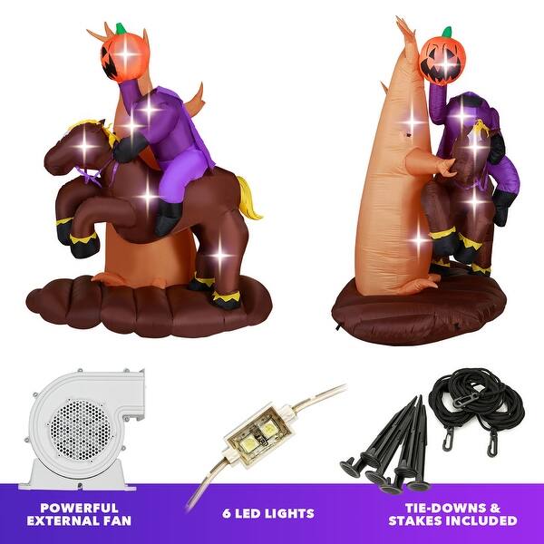 Shop Holidayana 8 Ft Headless Horseman With Jack O Lantern Head Halloween Inflatable Spooky Weather Resistant Inflatable Decoration Overstock 29397794