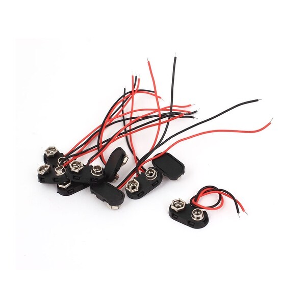 Unique Bargains 9pcs Snap in 9V 9 Volt Battery Clip Connector Hard Shell I Type Black