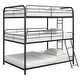 preview thumbnail 9 of 7, Simple Triple Full Bunk Beds, Full Over Full Over Full Metal Bunk Bed Platform Frame, Two Attached Ladders, Guard-Rail, Black