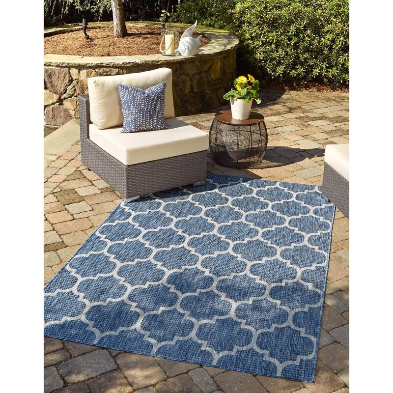 Outdoor Khence Collection Area Rug - Navy Blue - 6'x9'