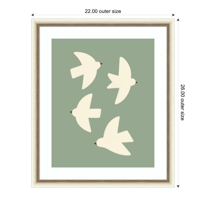 Kate and Laurel Minimalist Birds Poster 4 Green by Laura Moss Framed Wall Art Print