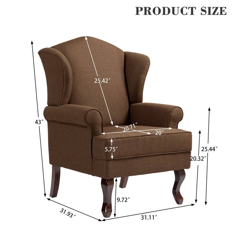 Classic Wingback Accent Chair for Living Room