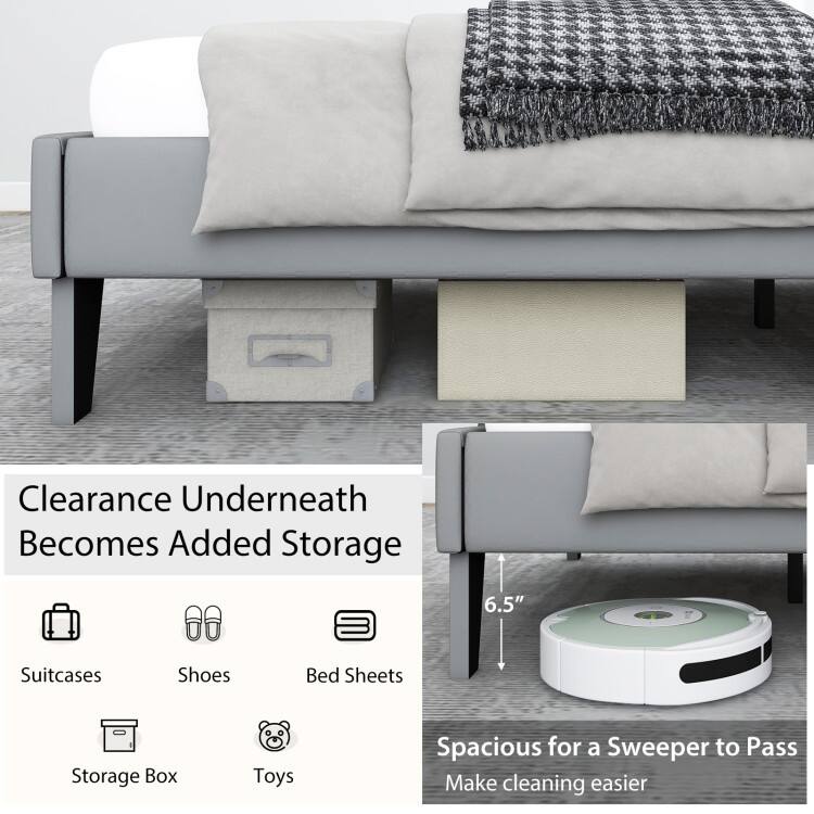 Modern Velvet Bed Frame with Anti-Slip Feet and Strong Slats
