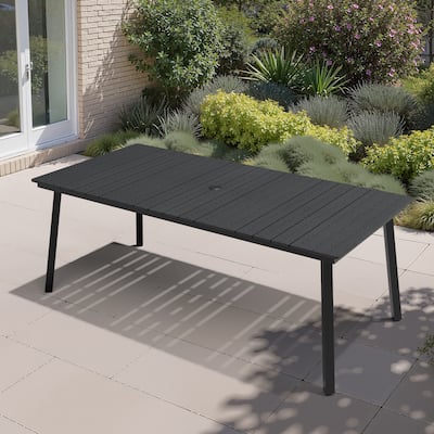 Crestlive Products Outdoor Rectangle Patio Dining Table with Umbrella Hole