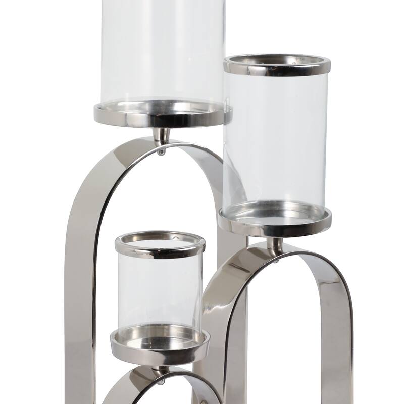 Candle Holders Set of 3 - Metal Pillar, 10/16/22" - 22.0"