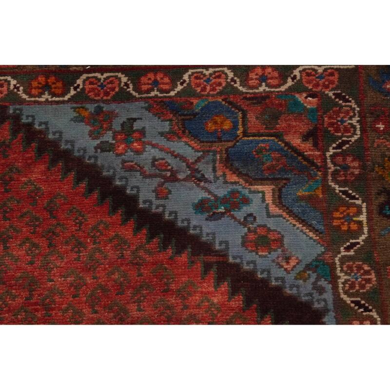 Hand Knotted Oriental 100% Wool Carpet Traditional Geometric Oranges & Rust Botemir Runner Rug - 10' 3'' X 3' 9''
