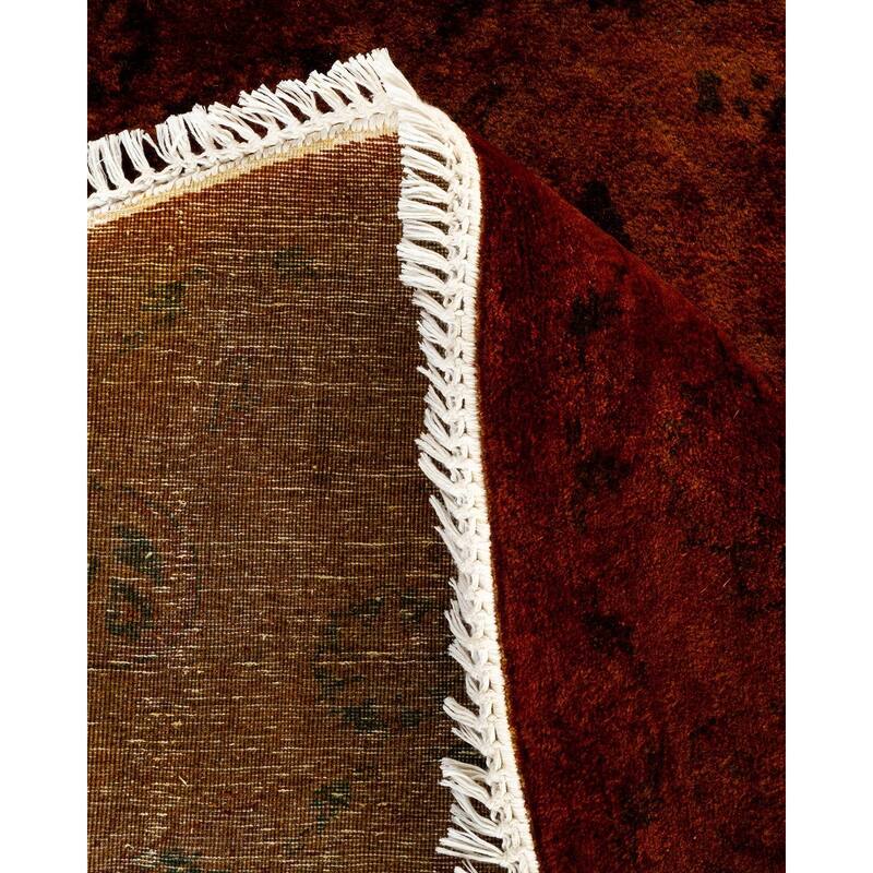 Overton Hand Knotted Wool Vintage Inspired Modern Contemporary Overdyed Brown Round Area Rug - 6' 1" x 6' 1"