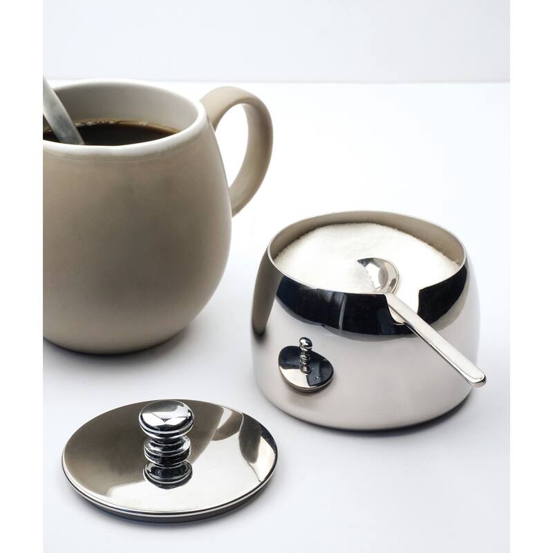 Stainless Steel Sugar Bowl and Spoon - 8 oz Capacity