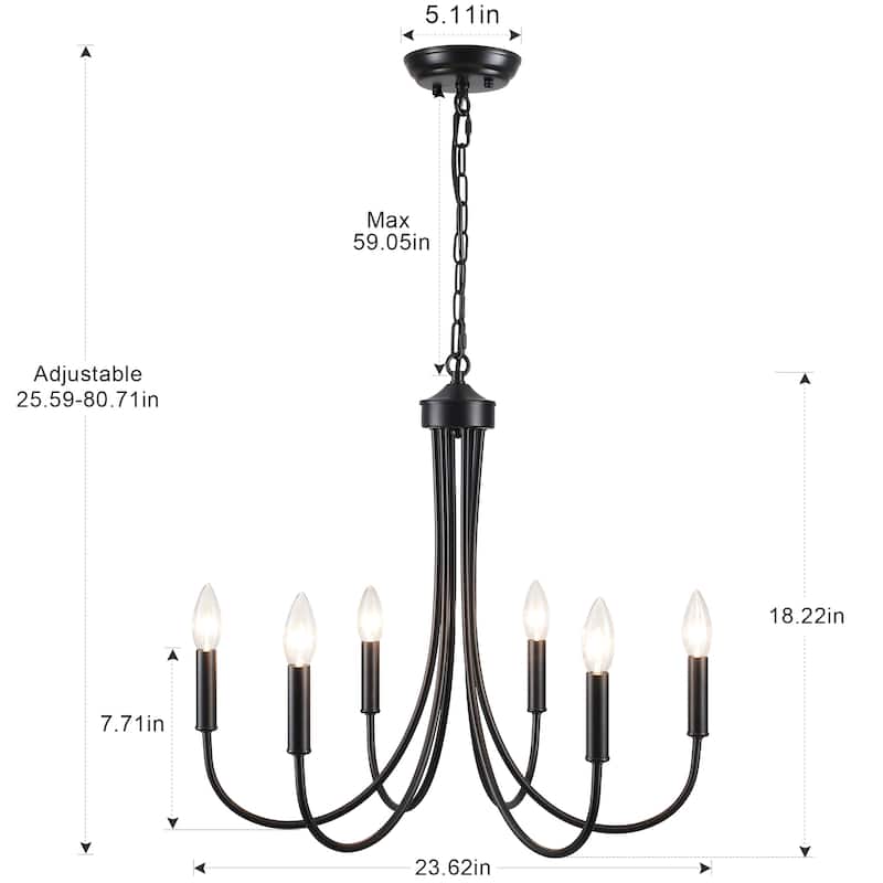 6-Light 23.62 in. Classic Chandelier for Kitchen Living Room