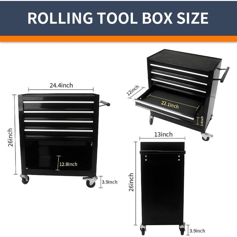 4-Drawer Rolling Tool Cart Storage Tool Box Cabinet Locked Organizer