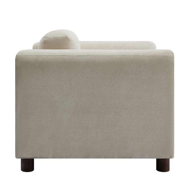 Modern 45.5" Woven Velvet Fabric Upholstered Accent Chair with Round Rubberwood Legs and High-Density Cushion