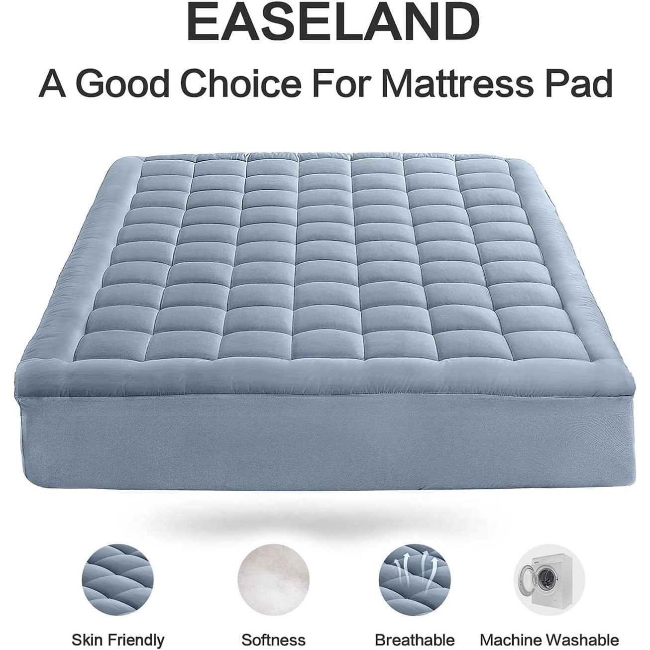 Mattress Pad Pillow Top Mattress Cover Quilted Fitted Cooling Mattress Protector Queen Dark Grey