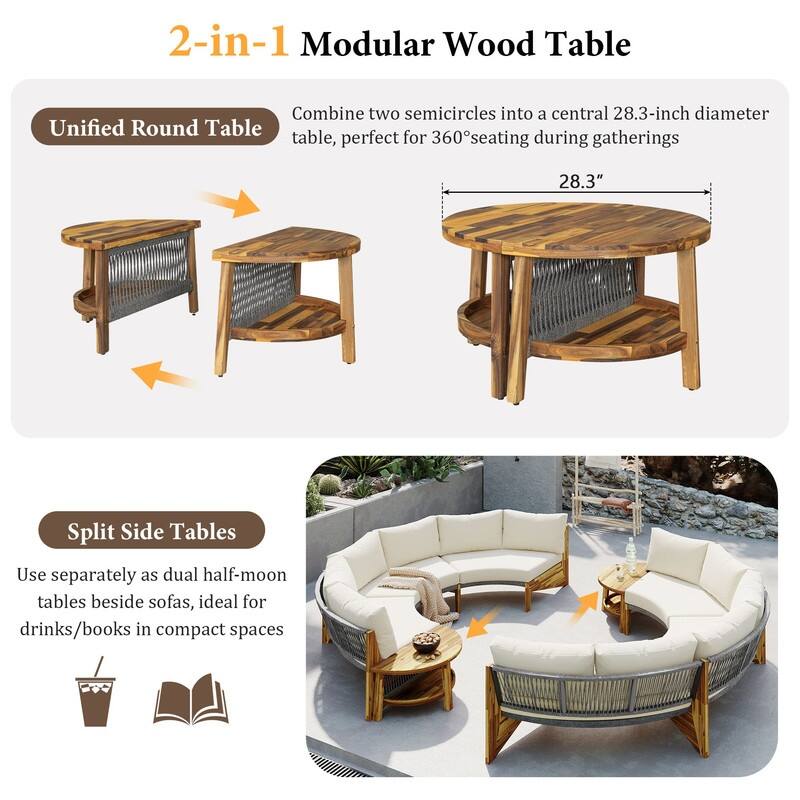 6-Person Outdoor Seating Group with Cushions and Coffee Table for Patios and Gathering Spaces