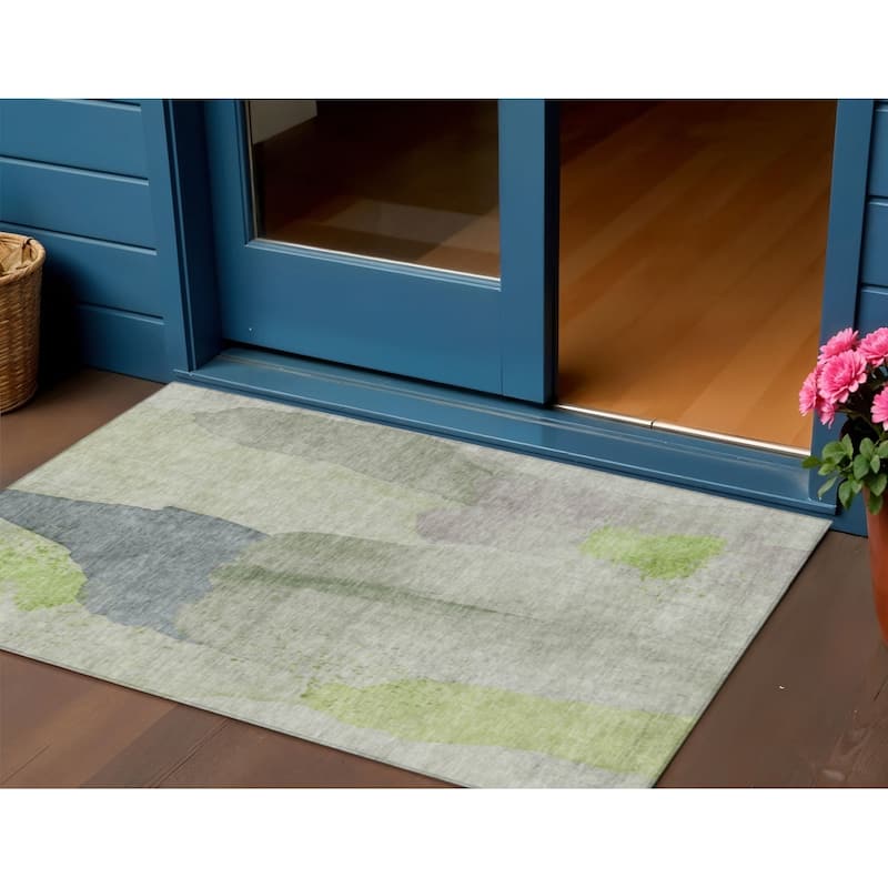 HomeRoots Abstract Transitional Rectangle Outdoor Rug - 3' x 5'