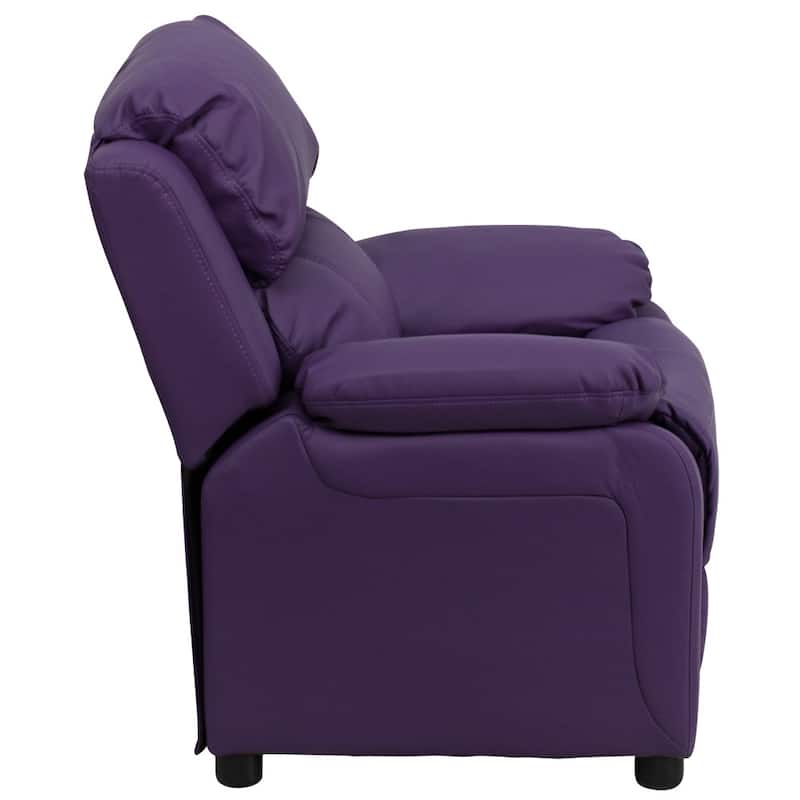 Deluxe Padded Contemporary Kids Recliner with Storage Arms