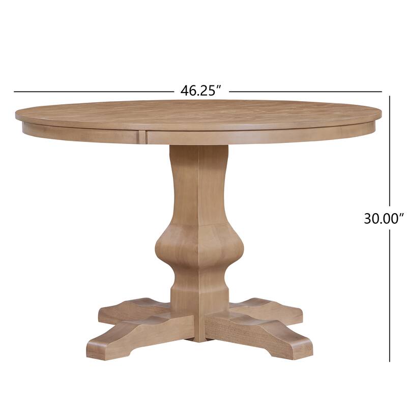 Solid Wood Round Dining Table with Pedestal Base Rustic Design Seats 4
