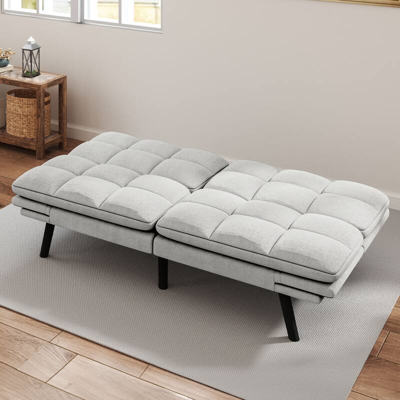 Moasis 70.8" Futon Sofa Bed Convertible Upholstered Couch Sleeper with Reclining Sleeper Split Tufted Back