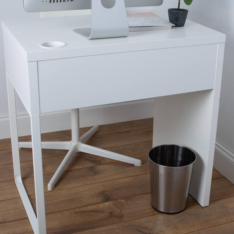 Bath Bliss Silver Stainless Steel Trash Can - 7.7" x 9.6"