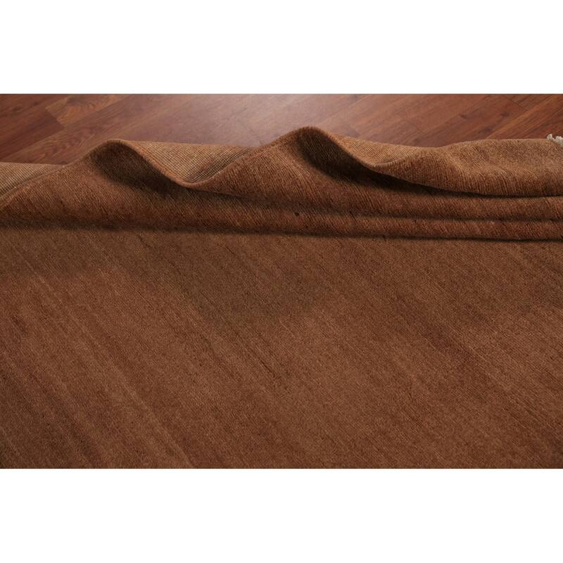 Brown Gabbeh Modern Area Rug Hand-Knotted Wool Carpet - 4'11" x 6'6"