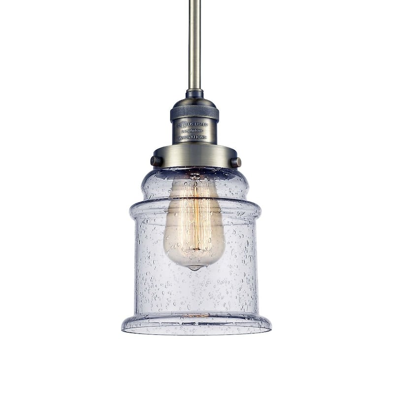 Innovations Lighting Canton 7" Wide Mini Pendant - Downrod Suspension - Antique Brass / Seedy