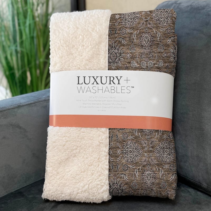 Premium Machine Washable Classic Traditional Sherpa Throw Blanket