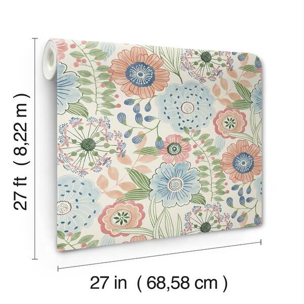 York Wallcoverings Artistic Bouquet Multicolor Wallpaper