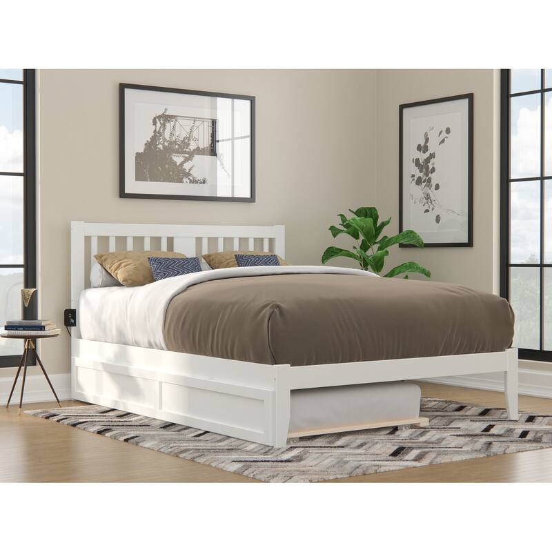 Tahoe Bed with USB Turbo Charger and Twin XL Trundle - White - Queen