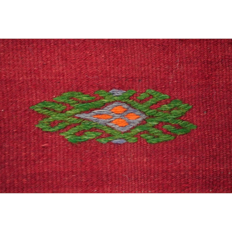 Hand Woven Oriental 100% Wool Carpet Southwestern Tribal Red Kilim Area Rug - 10' 3'' X 5' 7''